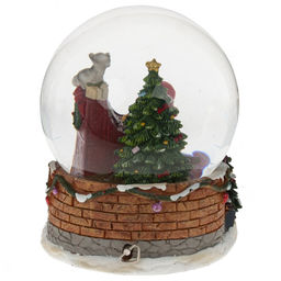 Фигурка декор в стекл шаре "Дед Мороз" (муз с ключ), D 15 см, L16 W17 H20 см