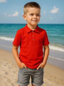 Футболка поло детская красного цвета