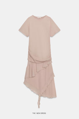 VESTIDO COMBINADO VOLANTES / rosa claro - Zara фото 4