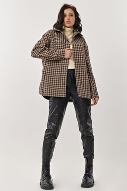 Куртка-рубашка из пальтовой ткани бежевая - Fly фото 3