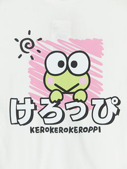 Футболка Без бренда Bisiklet Yaka с принтом Kerokerokeroppi для девочек