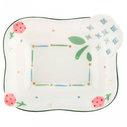 "Зефир" Салатник фарфоровый 450мл, 20,3х16,4х4,1см, фигурный, цветной декор, отводка (Китай)