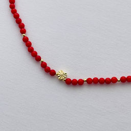 Бусы из красного Коралла со вставкой "Сердце" 43 см +