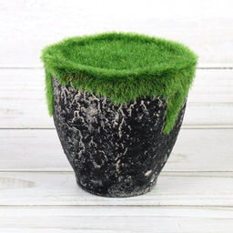 Кашпо со мхом декоративное 8х7,5 см / 16008 /уп 240/ (Черный) - Галеонтрейд фото 3