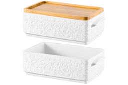 Набор 2 блюд д/холодца 800 мл 20,5*12*12 см Веточки-цветочки + бамбуковая крышка - Elan gallery фото 4