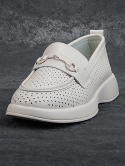 03-YD14-2D MILK WHITE Лоферы женские (натуральная кожа)