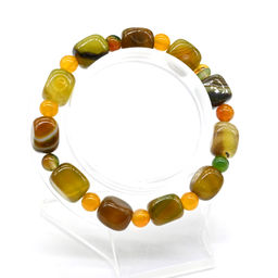 Браслет из агата тонированного прямоугольник 9*12мм цв.желто-зеленый