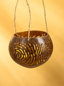 Подсвечник подвесной из кокоса, 9-12 см, коричневый