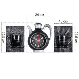 Часы настенные интерьерные для кухни «Сангино», бесшумные, 26.5×24 см, черное серебро, от батарейки 1×АА