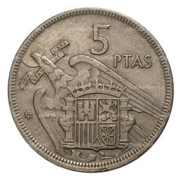Монета 5 песет 1957 (68) года