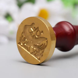 Печать для сургуча с деревянной ручкой «Кит и геометрия» 9×3×3 см