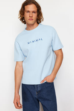 Siyah Oversize/Genis Kesim Kabar?k Yaz? Bask?l? K?sa Kollu Tok Kumasl? T-Shir TMNSS24TS00114 - Trendyolmilla фото 11