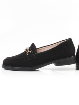 03-DEB33-3 BLACK Лоферы женские (натуральная замша)
