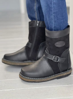 Монголки подростковые черные, войлочная подошва