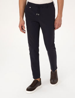 Lacivert Beli Kordonlu Klasik Jogger Pantolon