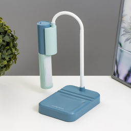 Настольная лампа «Лансер» LED 3.5 Вт USB АКБ сине-лазурный 11×15×45 см RISALUX