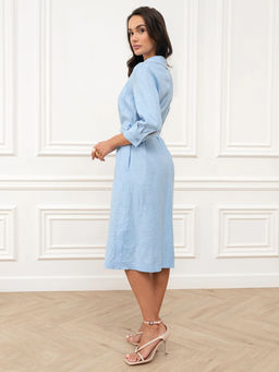 Платье-рубашка женская Лен Зеленый - Modamica фото 6