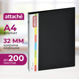Папка на 4-х кольцах пласт. 25/32мм А4 ATTACHE F504/07 черная Р  фото 2