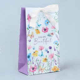 Цена за 2 шт. Пакет подарочный с лентой, упаковка, «Красота внутри», 13 х 23 х 7 см