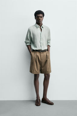 CAMISA REGULAR FIT 100% LINO / Caramelo