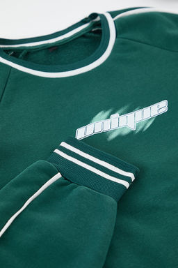 TRENDYOL MAN Lacivert Oversize/Genis Kesim Bask?l? Biye Detayl? Kolej Ici Polarl? Sweatshirt TMNAW25SW00145 - Trendyolmilla фото 9
