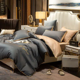 КПБ Mency Winni однотонный с вышивкой на резинке по кругу MENWOV008 Семейный