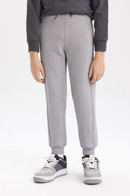 Серые спортивные штаны для мальчиков с принтом и эластичной резинкой на талии и карманами для бега - Defacto фото 5