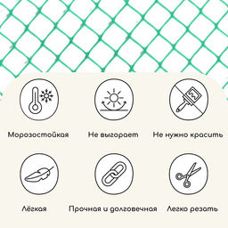 Сетка садовая, 1×10 м, ячейка ромб 13×13 мм, для птичников, пластиковая, зелёная, Greengo, в рулоне