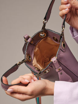 Сумка кожаная кросс-боди Deboro 30347 лиловая тень