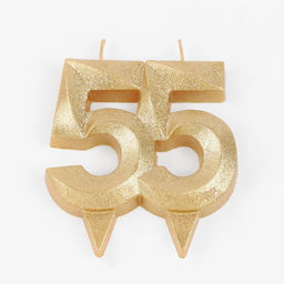 Цена за 2 шт. Свеча для торта юбилейная «Грань», цифра 55, золотой блеск, 8 см
