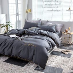 КПБ Mency однотонный с вышивкой MENO002 Семейный