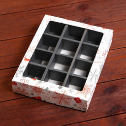Коробка под 12 конфет новогодняя «Подарки», 19×15×3.5 см