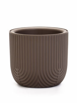 Кашпо для цветов «Рамона», 1 л, d=15 см, h=14 см, со вставкой, пластиковое, серое