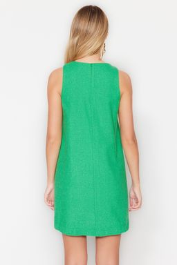 TRENDYOLMILLA Kahverengi Genis Kesim Keten Gorunumlu Kolsuz Mini Dokuma Elbise TWOSS23EL01497  фото 16