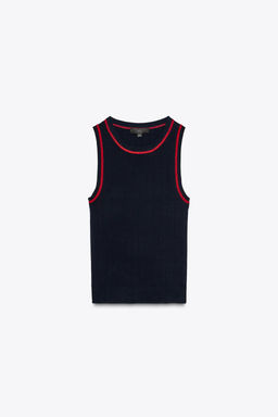 CONTRAST STITCH SLEEVELESS KNIT TOP - Zara фото 5