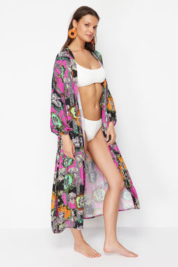 Tropikal Desenli Kusakl? Maxi Dokuma %100 Pamuklu Plaj Kimono&Kaftan TBESS23KM00057 - Trendyolmilla фото 10