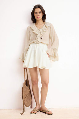 Beyaz Muslin Mini Sort Etek TWOSS26ET00131