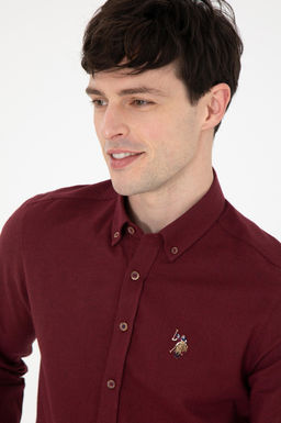 Мужская базовая рубашка бордового цвета с длинным рукавом Неожиданная скидка в корзине - U.s. polo assn фото 2