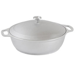 Кастрюля-жаровня алюминиевая 4л, д36см, h11см, литая, металлическая жаропрочная крышка (Россия)