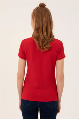Женская красная футболка с воротником-поло - U.s. polo assn фото 5