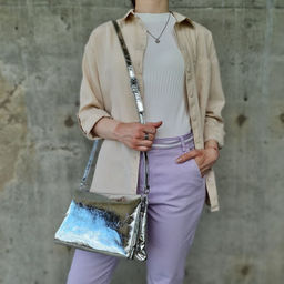 Женская кожаная сумка через плечо с тремя отделениями 0102-19