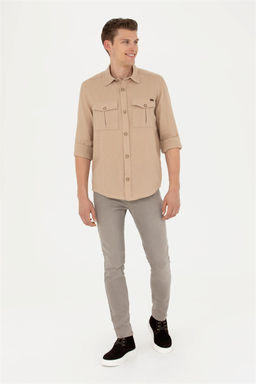 Мужская рубашка песочного цвета с длинным рукавом - U.s. polo assn фото 11