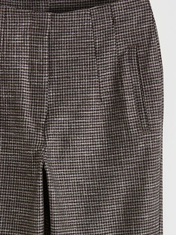 Dar Fit Ekose Kad?n Pileli Kuma? Pantolon