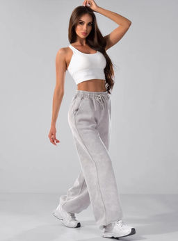 K13018 Штаны палаццо варенка (хлопок) СЕРЫЙ