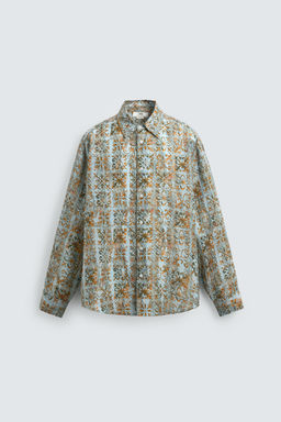 CAMISA RELAXED FIT ESTAMPADO GEOM?TRICO / Celeste - Zara фото 7