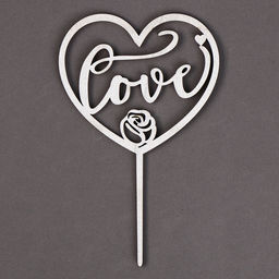 Топпер деревянный Сердце с блестками, цвет розовый - Страна карнавалия фото 5