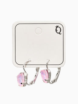 Серьги "Сердечки" лунные, цвет светло-розовый в серебре