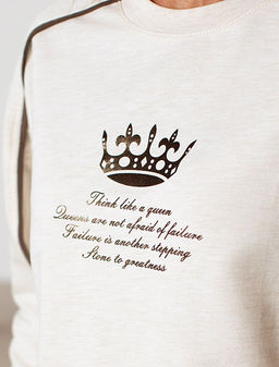 Свитшот Vilatte Queen из хлопка овсяный фото 2