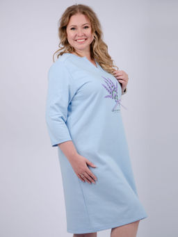 Сорочка "Лаванда 5" голубая, футер с начёсом
