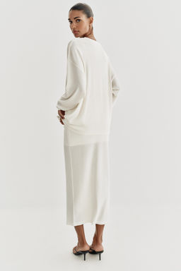 FALDA MIDI PUNTO FINO / Blanco - Zara фото 5